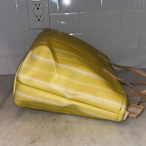 Coach Bag Purse Handbag Legacy Weekend Ticking Stripes PVC Large Shoulder Tote - Picture 7 of 16